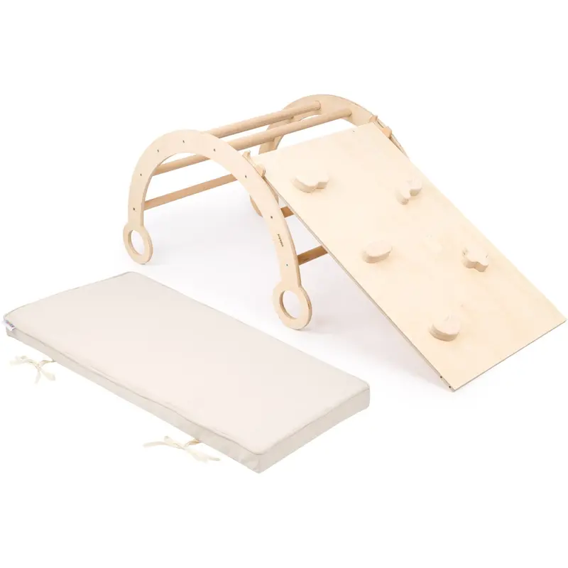 Woobiboo Natural Montessori Rocker With Beige Mattress And Slide-Climber M 1