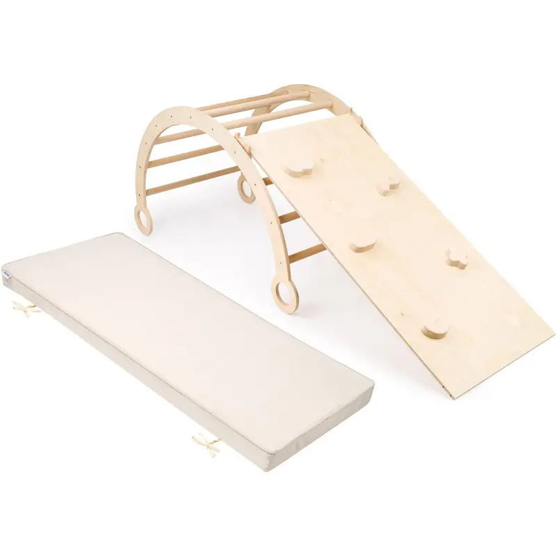 Woobiboo Natural Montessori Rocker With Beige Mattress And Slide-Climber Xl 1