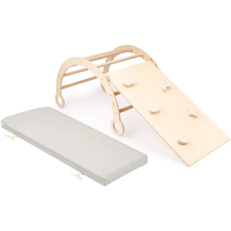 Woobiboo Natural Montessori Rocker With Gray Mattress And Slide-Climber L 1