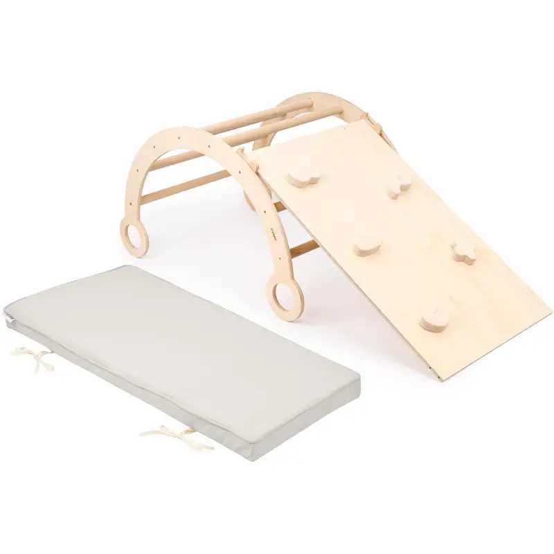 Woobiboo Natural Montessori Rocker With Gray Mattress And Slide-Climber M 1