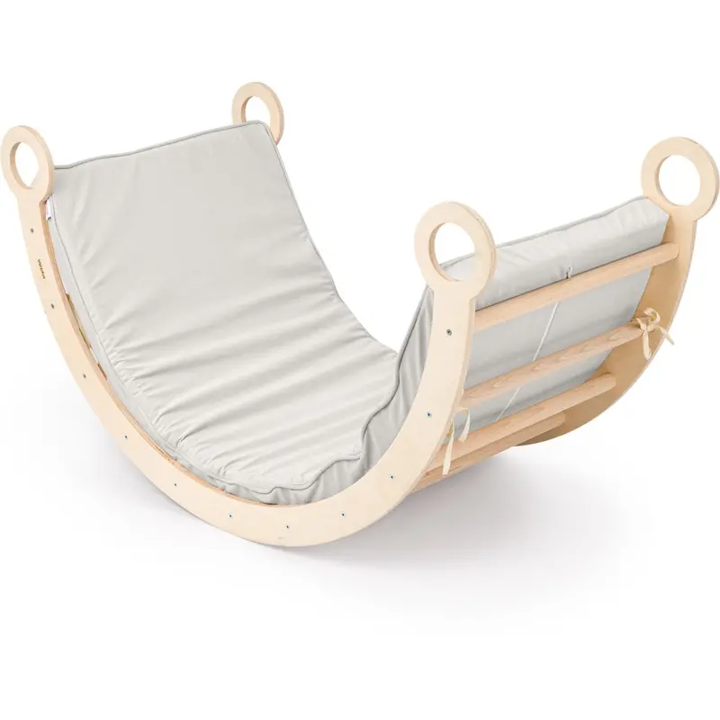 Woobiboo Natural Montessori Rocker With Gray Mattress Xl 1