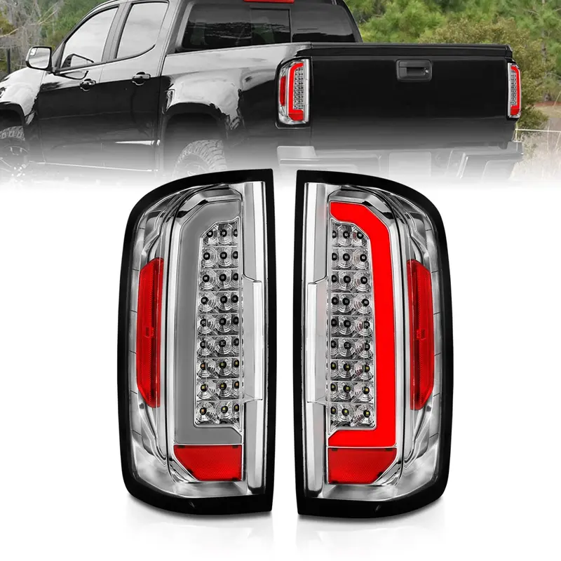 Anzo Usa Full Led Tail Light Assembly – Clear Lens, Chrome Housing, Integrated Light Bar (Pair) 1