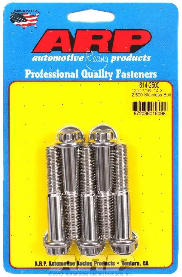Arp 614-2500 Stainless Steel Bolt Kit – 12-Point, 7/16"-14 X 2.5" Fasteners (5-Pack) 1