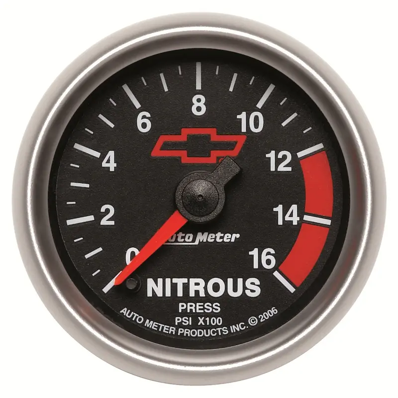 Autometer 3674-00406 Digital Nitrous Pressure Gauge – 2-1/16" Face, 1600 Psi, Chevy Red Backlight 1