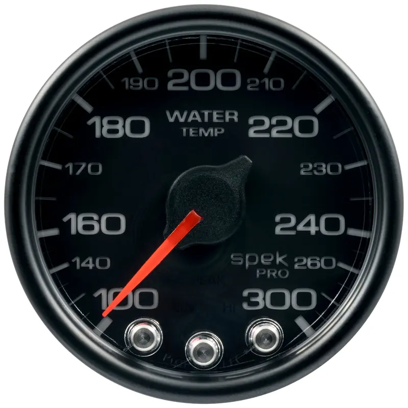 Autometer P54632 Spek-Pro Water Temperature Gauge – 2-1/16" Dial, 100–300°F, Black/Black Face, Ecu-Compatible 1