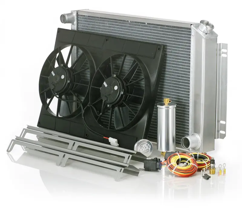 Be Cool Downflow Radiator Module – Polished Factory-Fit For 1959–1964 Chevy Bel Air/Biscayne/Impala W/ Automatic Transmission (83259) 1