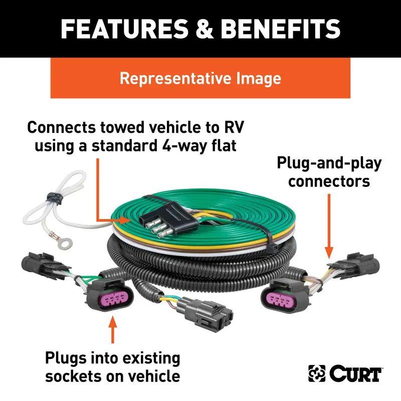 Curt 58931 Custom Rv Tow Wiring Harness – Designed For Chevrolet Cobalt, Pontiac G5, And Pursuit Models 1
