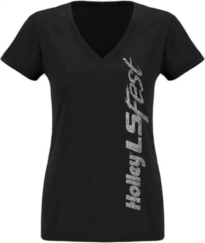 Holley Ls Ladies Block Party V-Neck T-Shirt – Black, Short Sleeve, Small 1