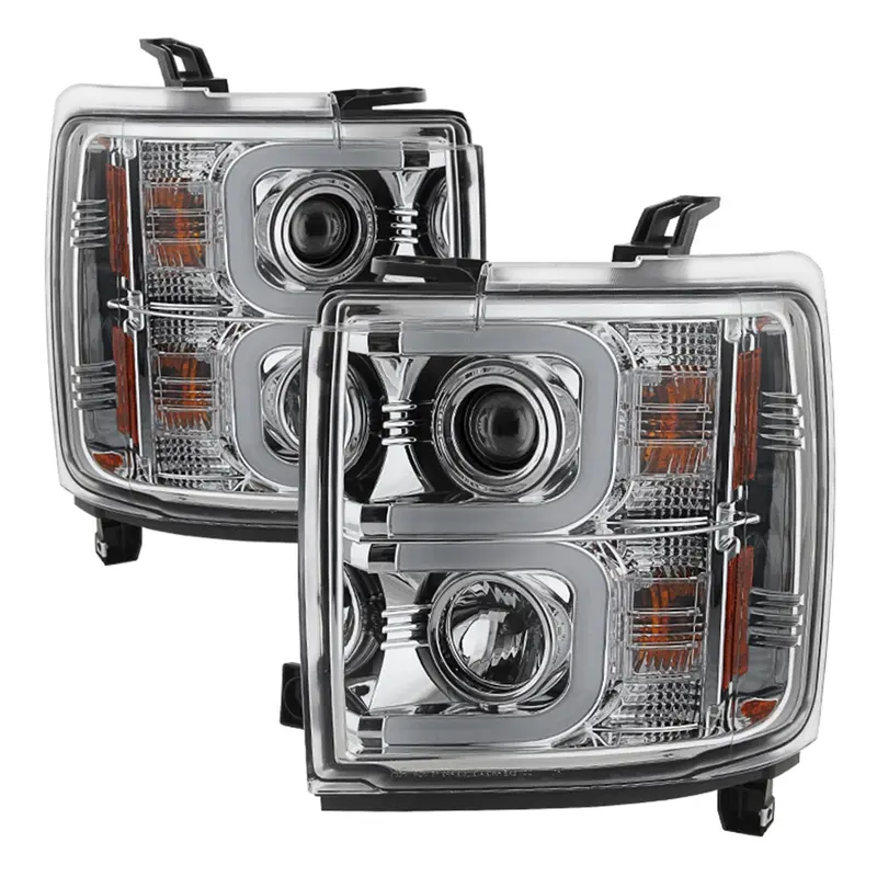 Spyder Auto 5081049 Projector Headlights With Integrated Light Bar Drl And Chrome Accents 1
