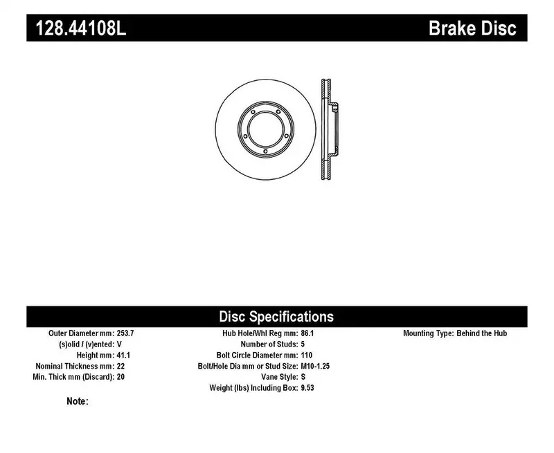 Stoptech Front Left Sport Cross-Drilled Brake Rotor – Enhanced Cooling & Bite (Model 128.44108L) 1