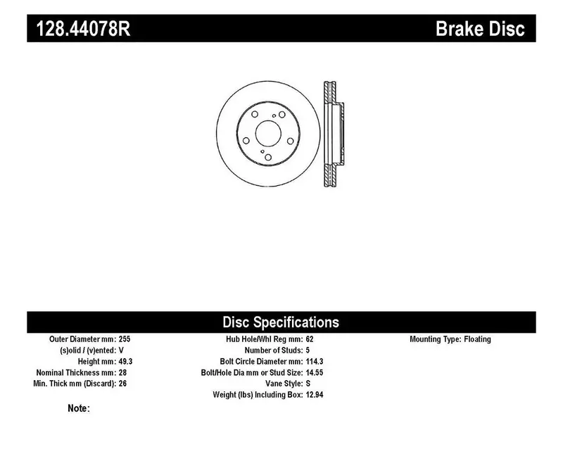 Stoptech Sport Cross-Drilled Brake Rotor – Front Right (128.44078R) 1