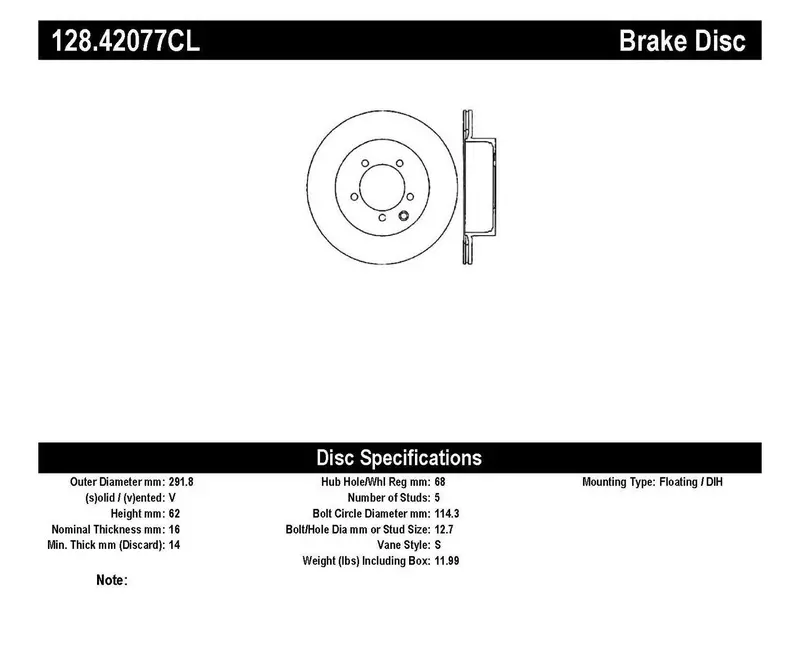 Stoptech Sport Cryo-Treated Cross-Drilled Rear Left Brake Rotor – Part #128.42077Cl 1